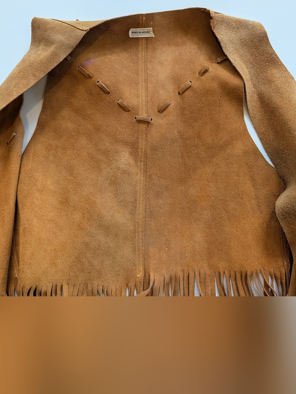 Suede Fringe Vest Tan Size Small VINTAGE - Picture 4 of 8